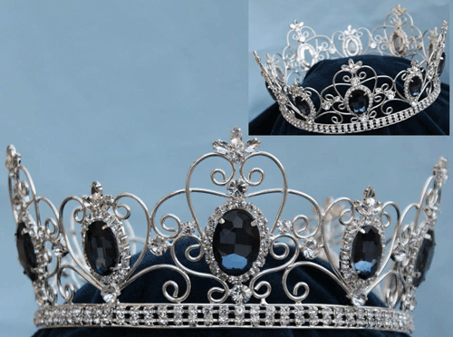 Empress Jessica Blue Crystal Crown- Silver