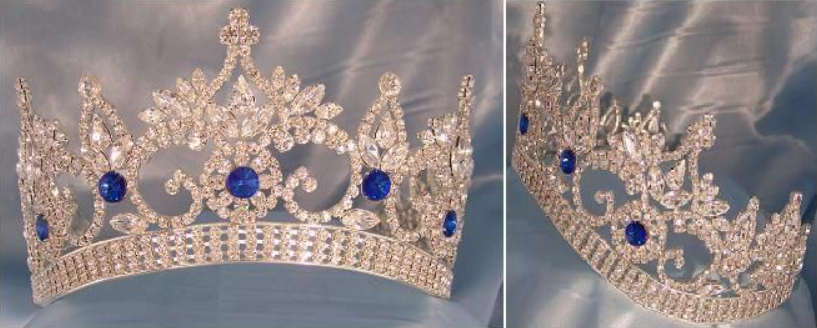 Bianca Crystal Bridal Tiara - Silver - Blue Sapphire