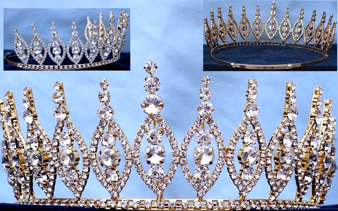 Princess Natalie Bridal Rhinestone Tiara - Gold