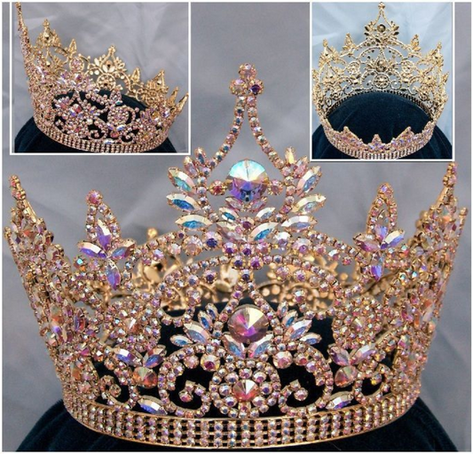Empress Aurora Borealis Full Round  Pageant Crown - Gold