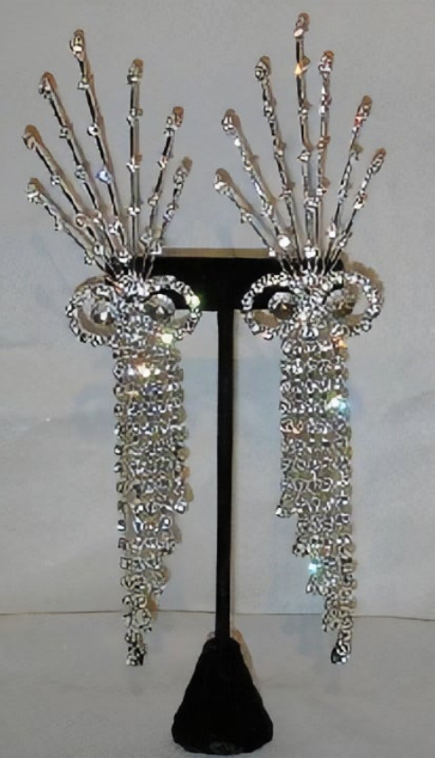 Art Deco Empire Earrings - Silver