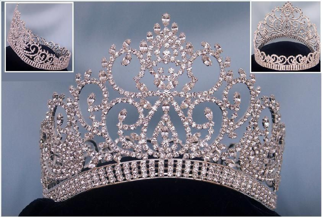 Justine Pageant Rhinestone Crown - Silver