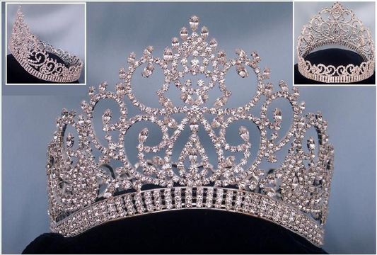 Justine Pageant  Rhinestone Crown - Silver