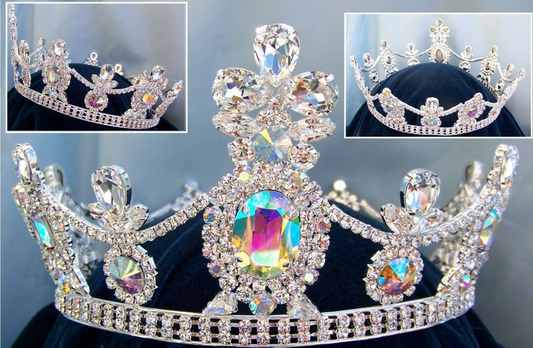 Volga Imperial Crystal Crown Silver- Aurora Borealis