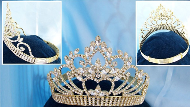 Delmonico Beauty Pageant Rhinestone Tiara - Gold