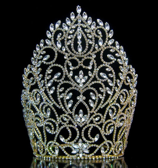 TRIANA RHINESTONE CROWN TIARA - GOLD