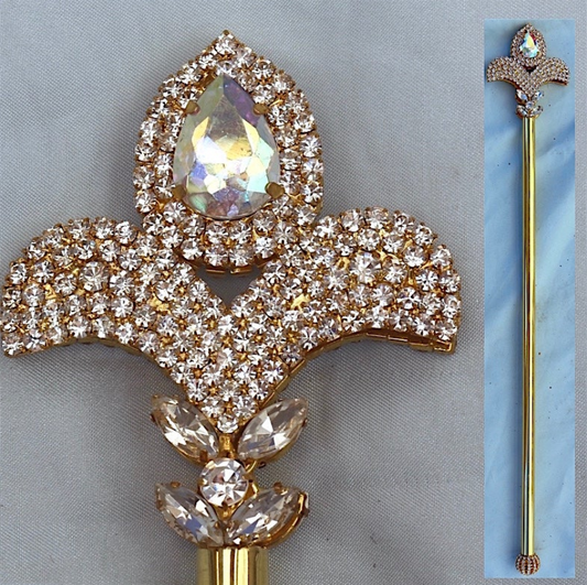 Adrienne Rhinestone Scepter - Aurora Borealis - Gold