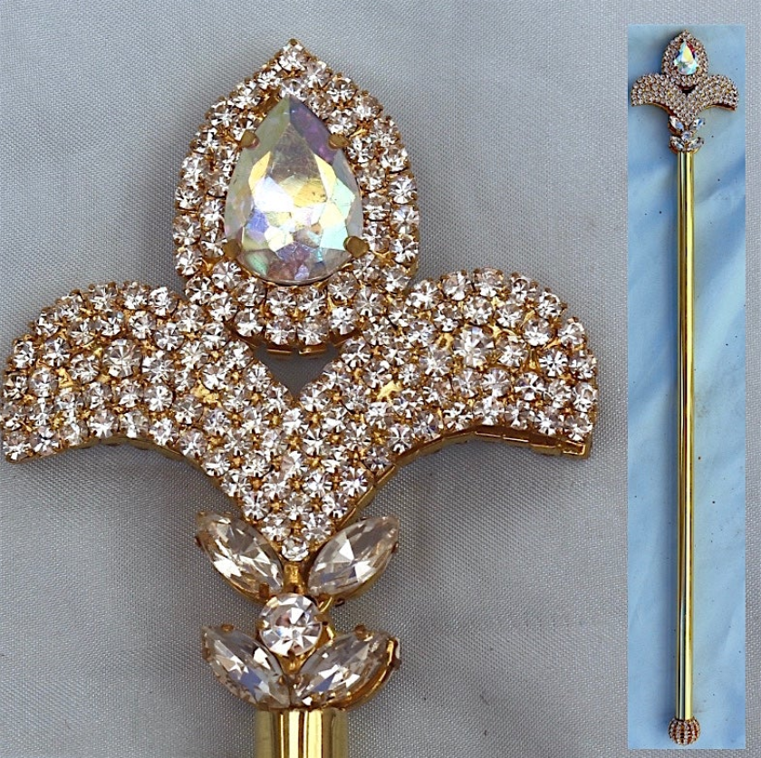 Adrienne Rhinestone Scepter - Aurora Borealis - Gold