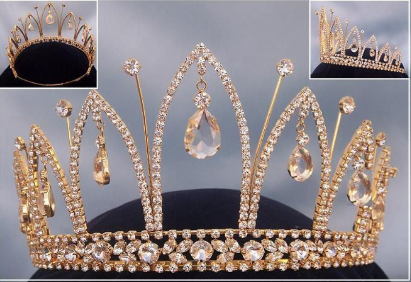 Duvall  Rhinestone Tiara - Gold Tone