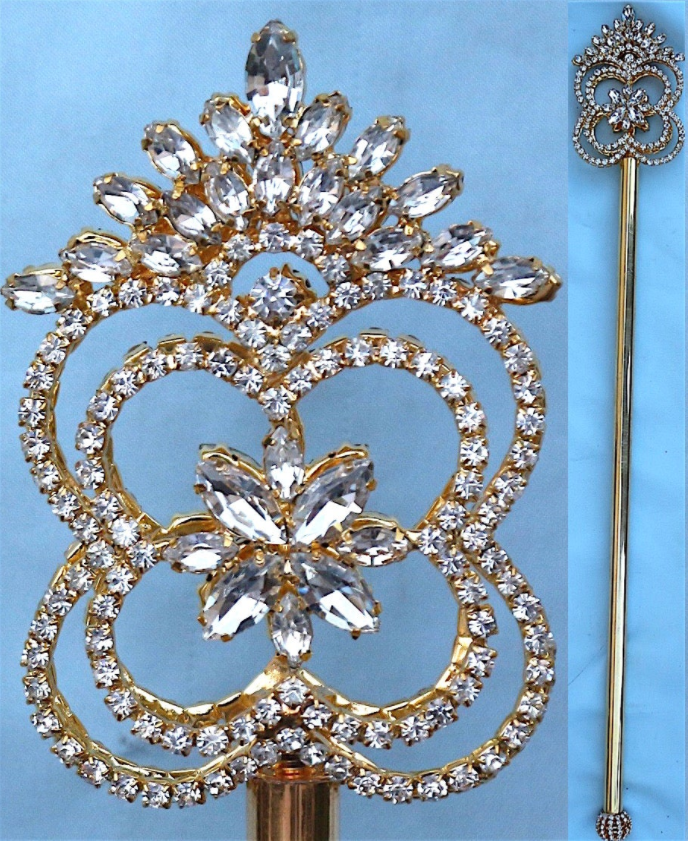 Cinderella Rhinestone Scepter Gold Tone