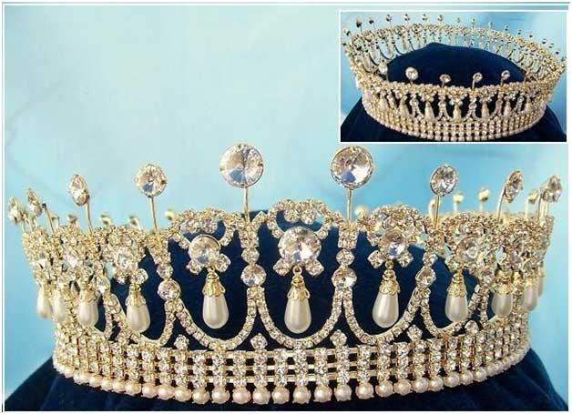 Princess Diana Cambridge Lover's Knot Full Round Crown - Gold tone