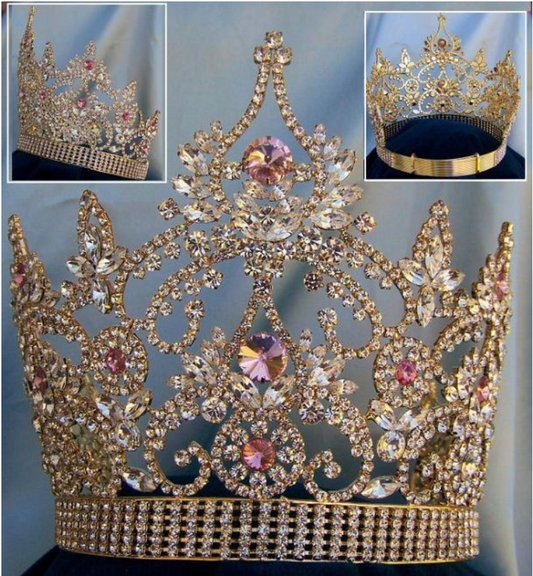 Empress  Pageant Crown Pink Stones