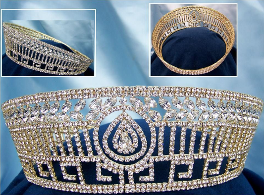 Aegean Princess Rhinestone Crown - Gold