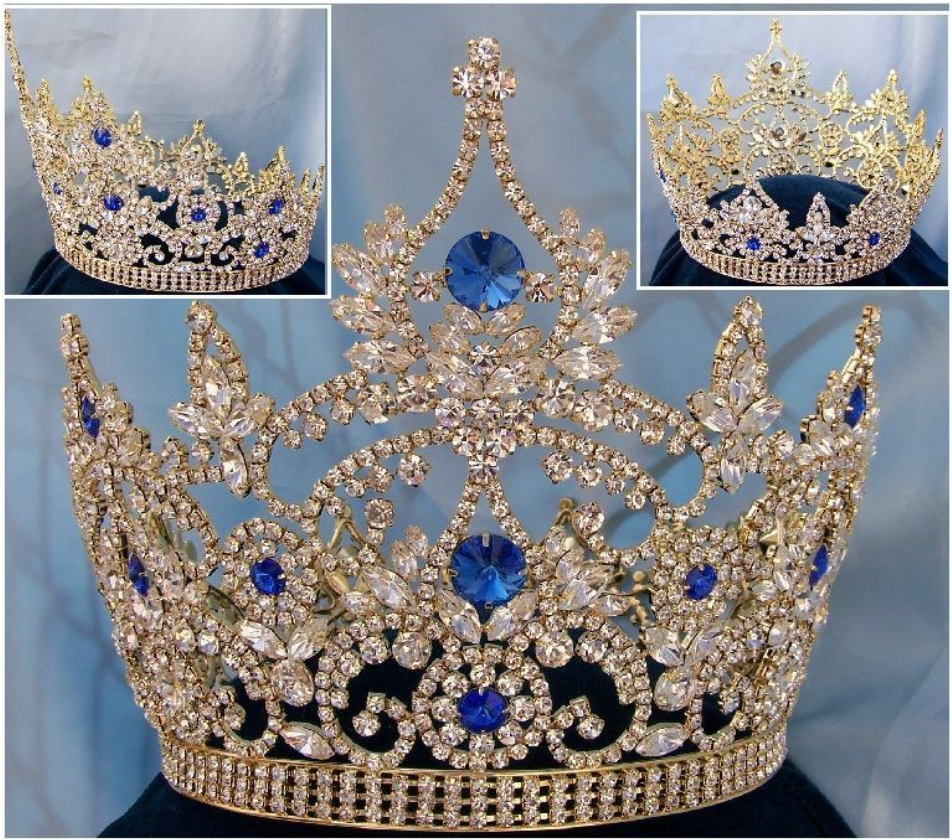 Empress Aurora Pageant Crown - Blue Sapphire - Gold