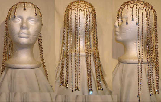 Mardi Gras Queen Headpiece - Aurora Borealis - Gold
