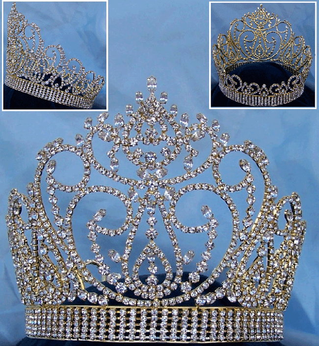 Galaxy Empress Beauty Pageant Rhinestone Crown - Gold Edition