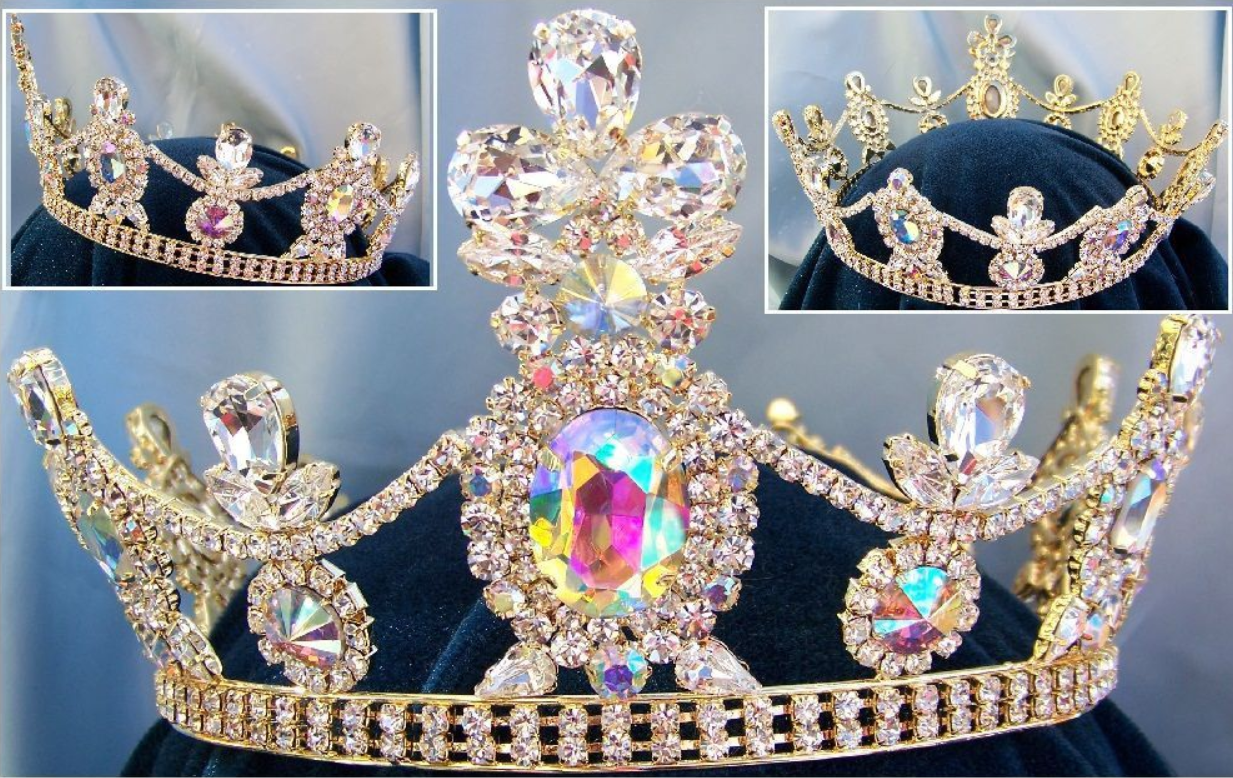 Volga Imperial Crystal Crown - Gold - Aurora Borealis