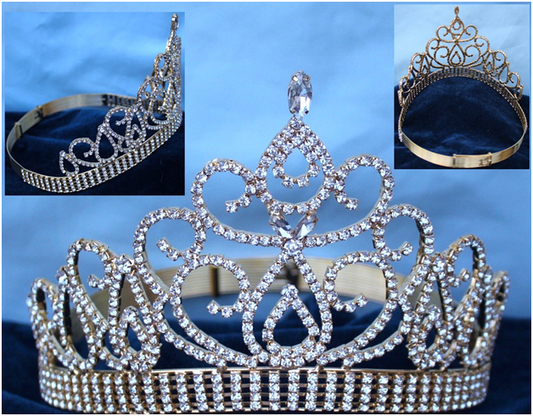 Monique Rhinestone Tiara - Gold