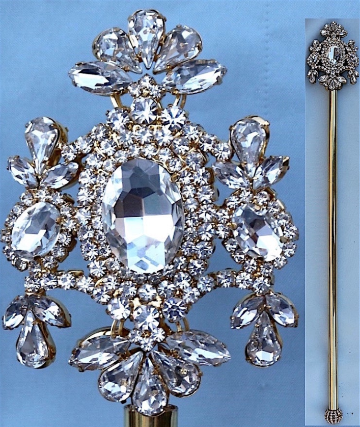 Deville Royale Rhinestone Scepter. Gold Tone Version